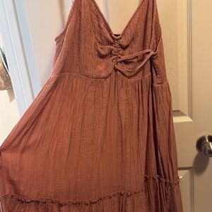 Elegant Rust Sleeveless Dress